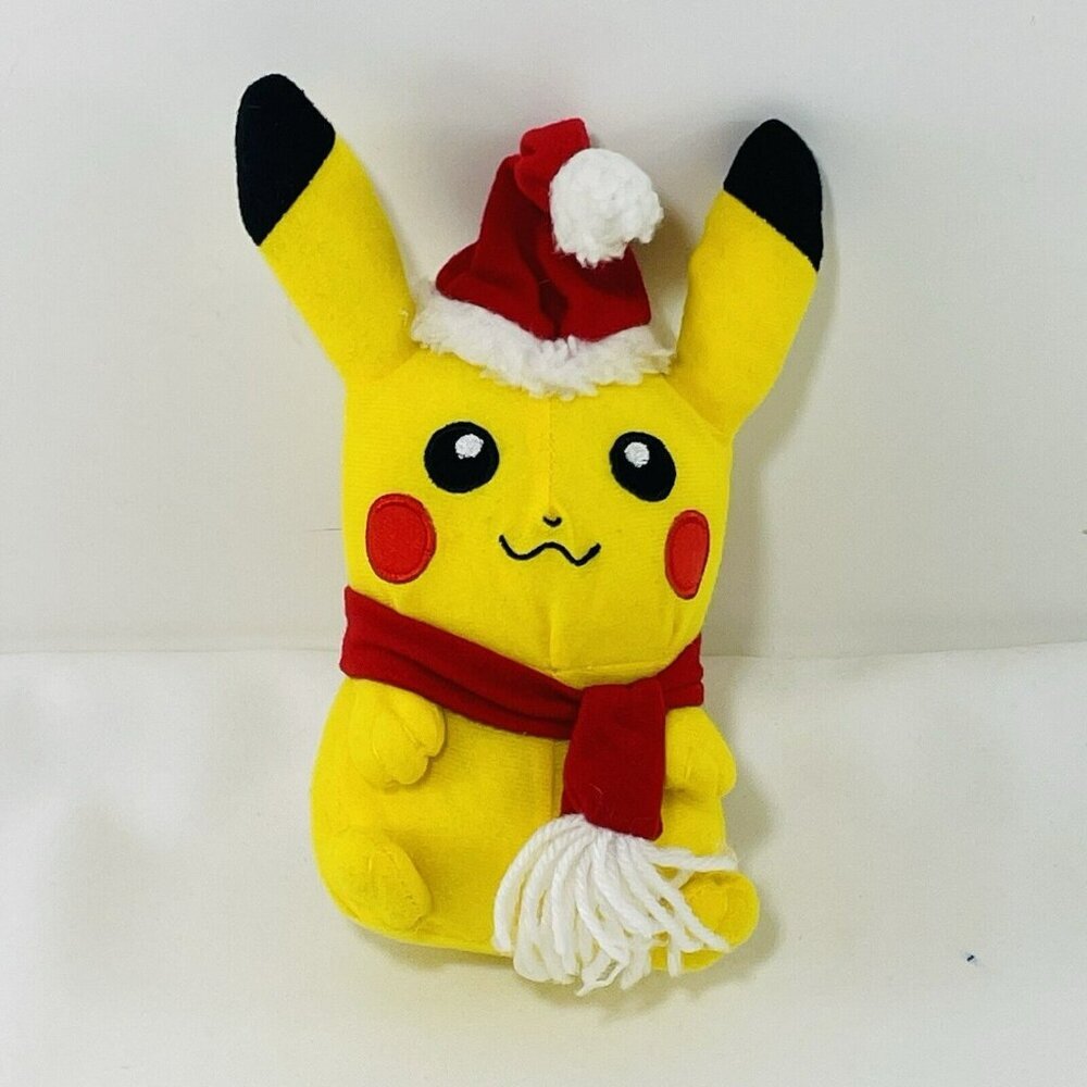 Nintendo Pokemon Pikachu Santa Christmas Plush Toy Factory Hat Scarf Game Anime
